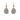 A pair of rose gold drop earrings with teardrop-shaped faceted gray-green agate in a twisted bezel setting.