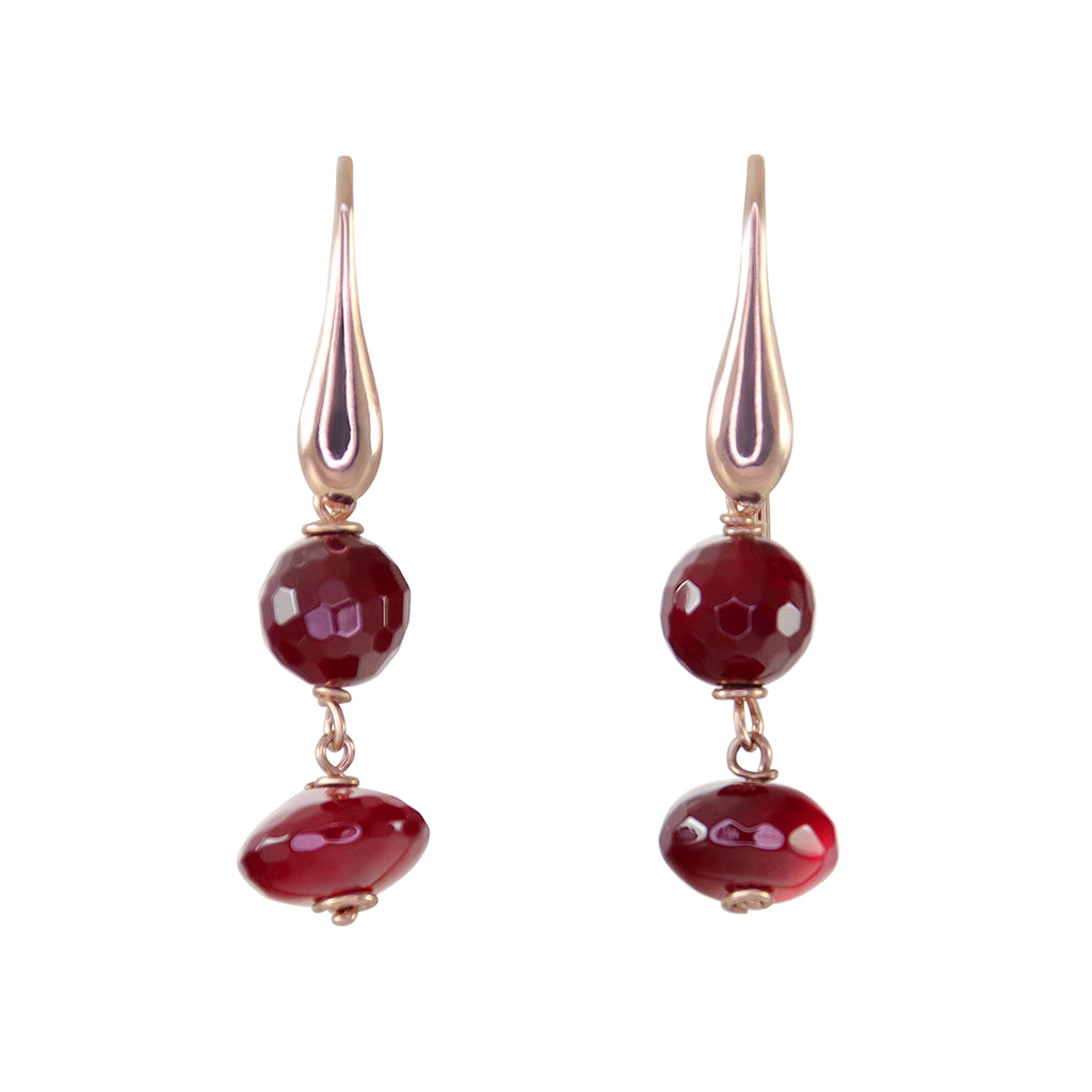 Red Agate Double Drop Earrings