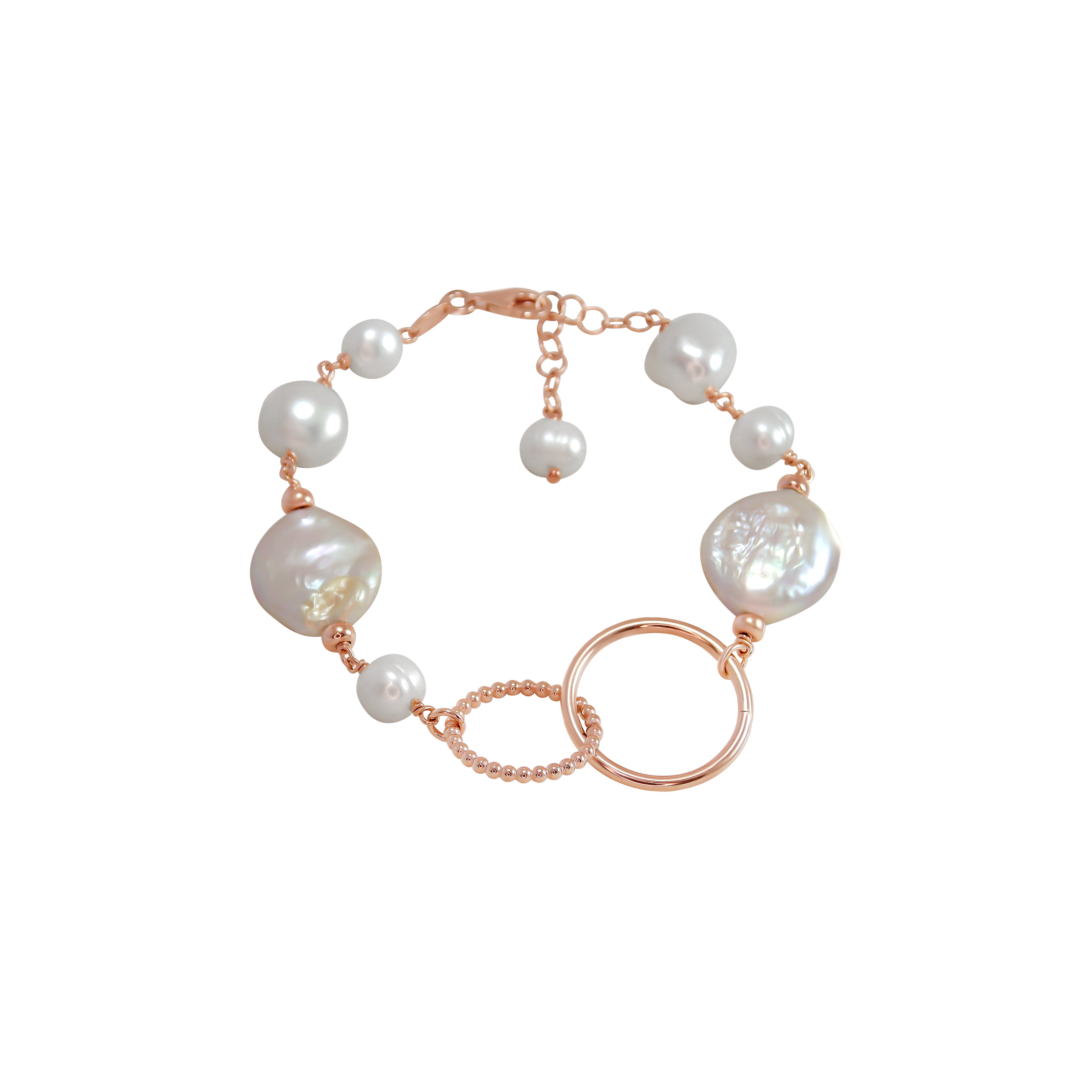 Pearl, Coin Pearl & Circle Link Bracelet