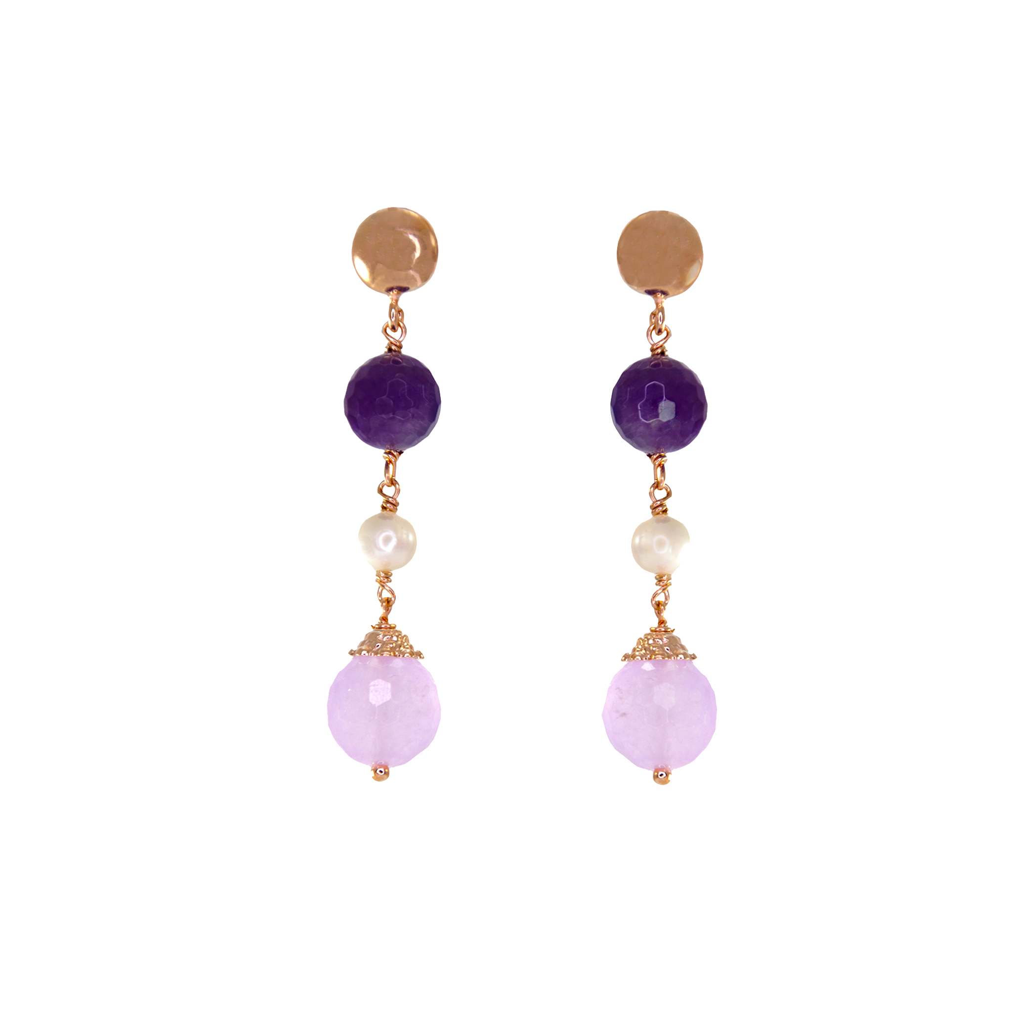 Pearl Amethyst & Lilac Jade Earrings