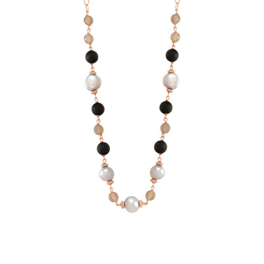 Grey Pearl & Uruguay Agate Necklace - 44cm