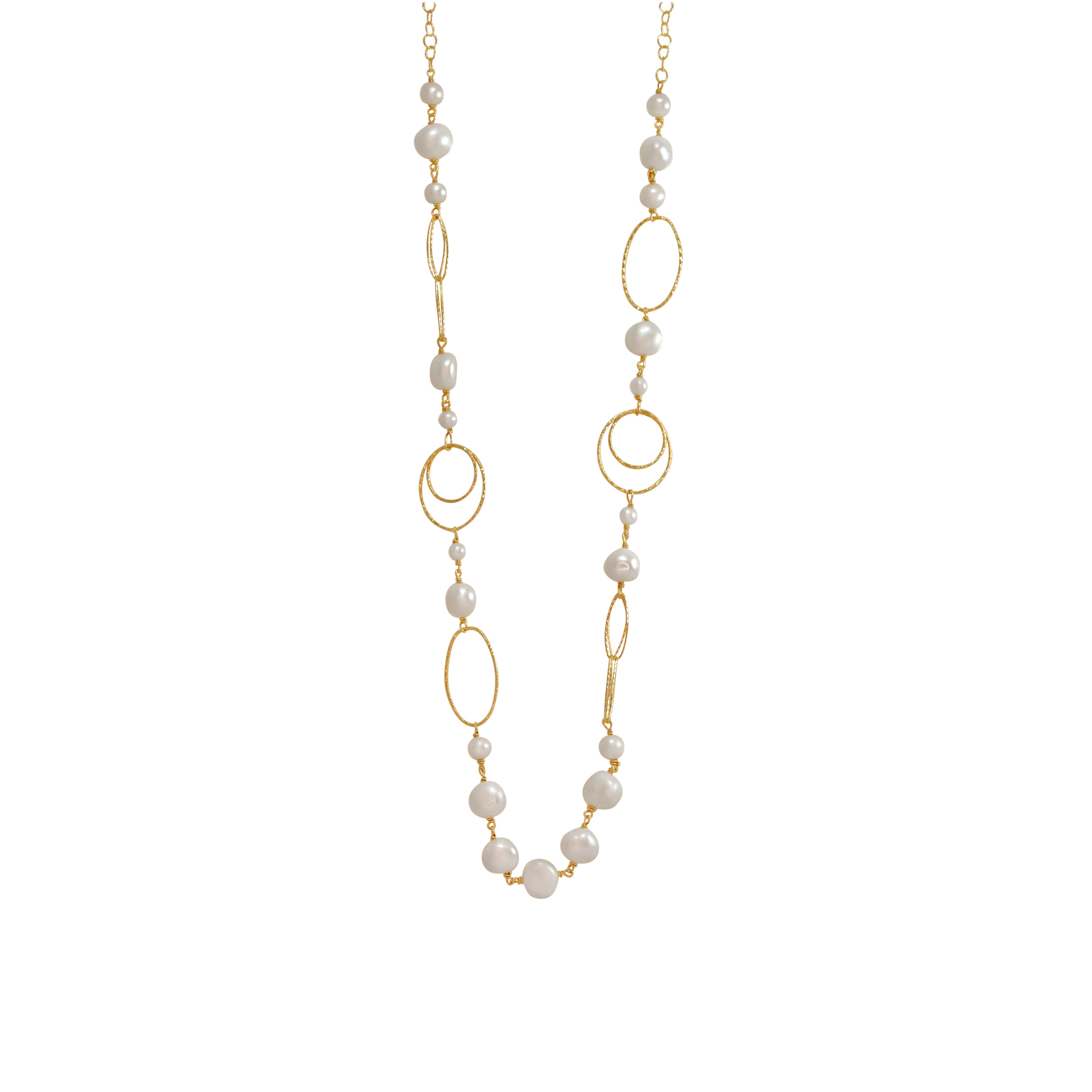 Pearl & Rose Gold Link Necklace