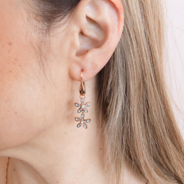 White pearls and 18ct rose gold on sterling silver earrings