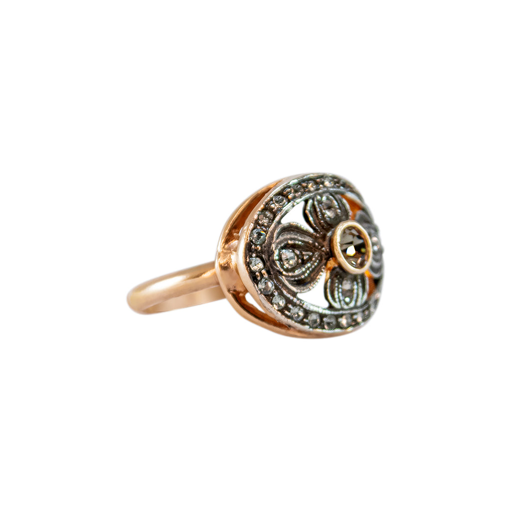 Crystal Daisy Oval Ring