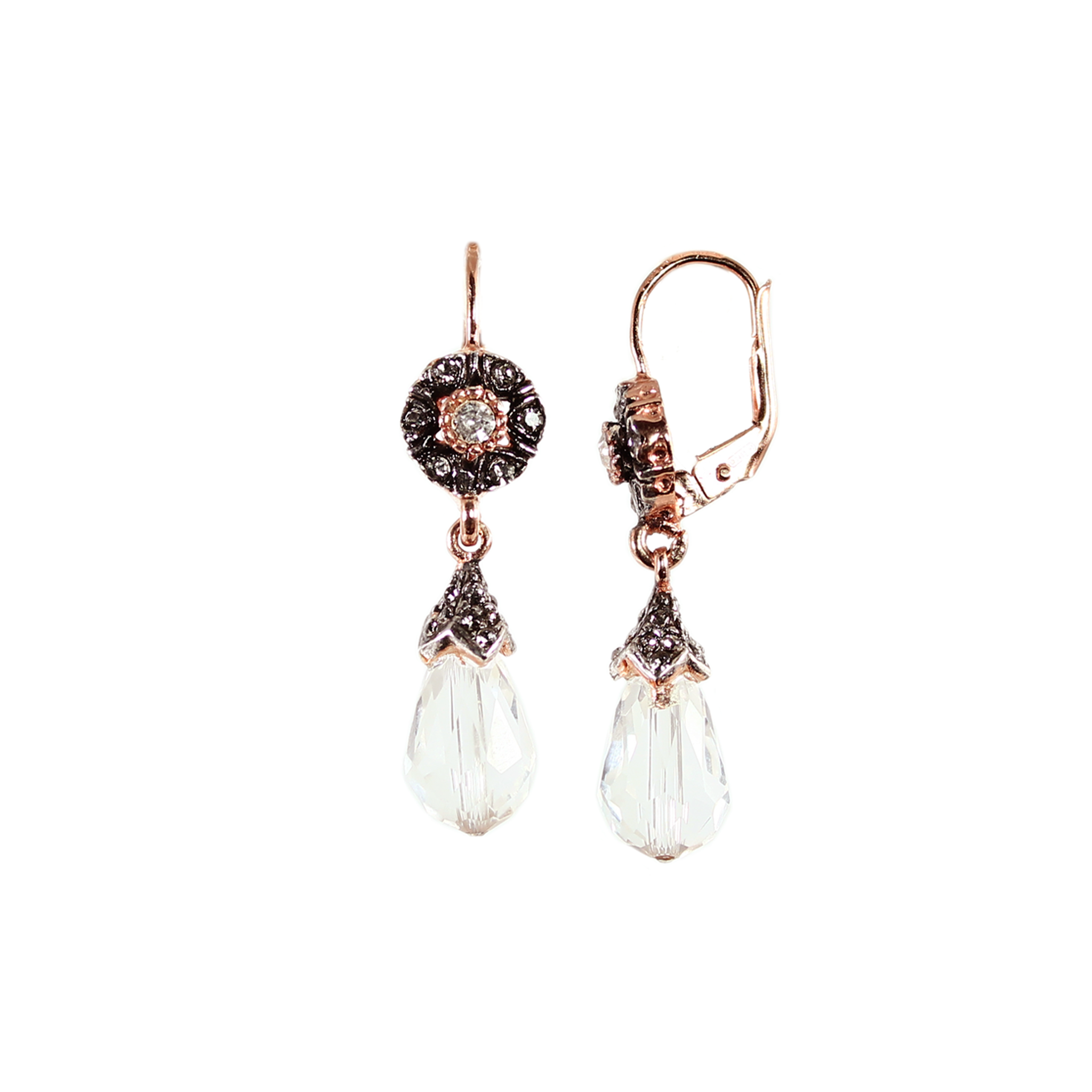 Crystal & Fume Drop Earrings