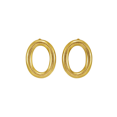 Oval Yellow Gold Stud Earrings