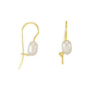Single Pearl Earrings - Yellow Gold