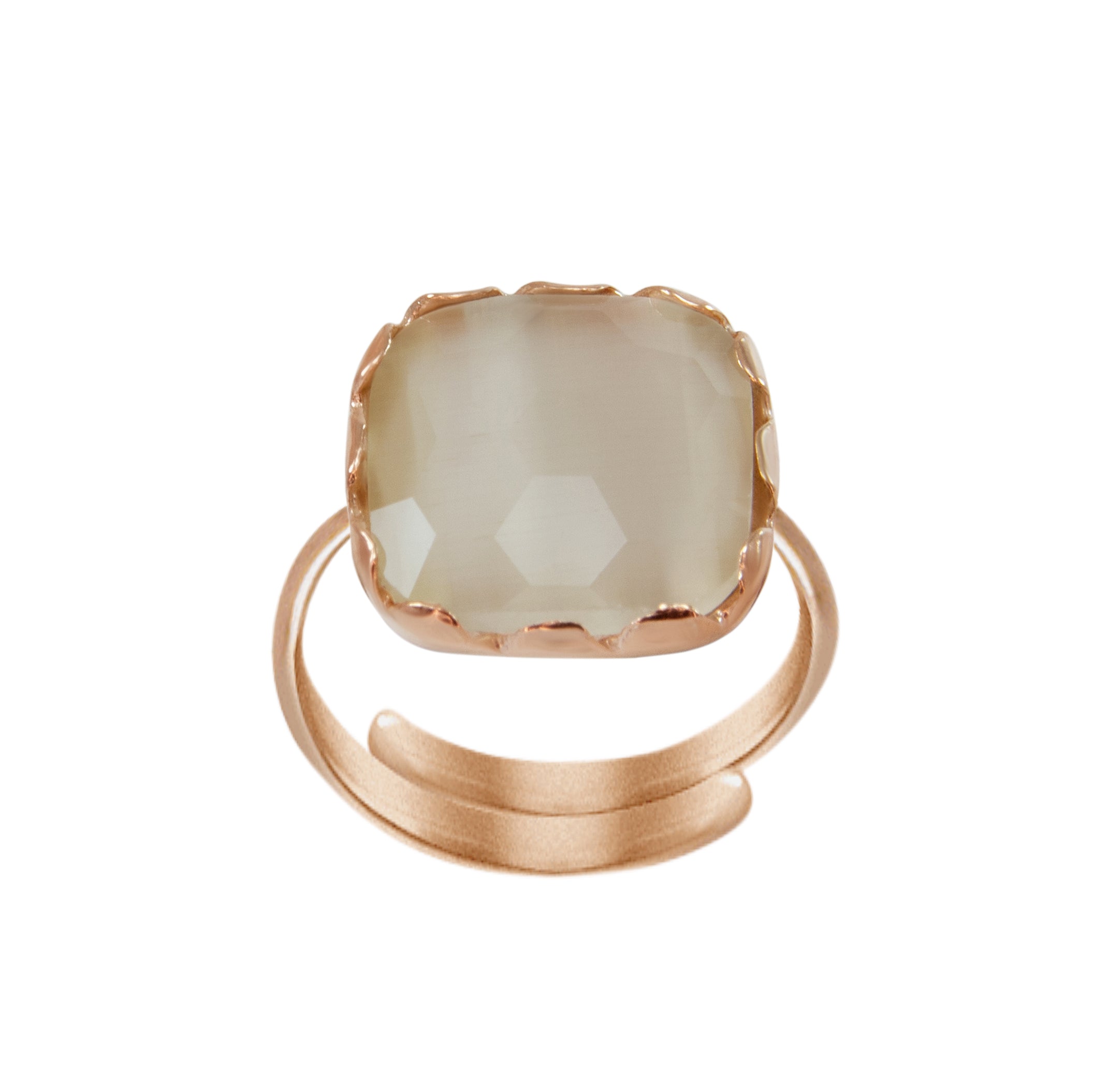 Cream Square Gemstone Ring