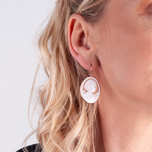 Oval Cameo Head Earrings