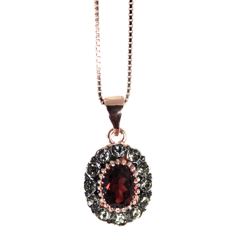 Garnet & Crystal Pendant