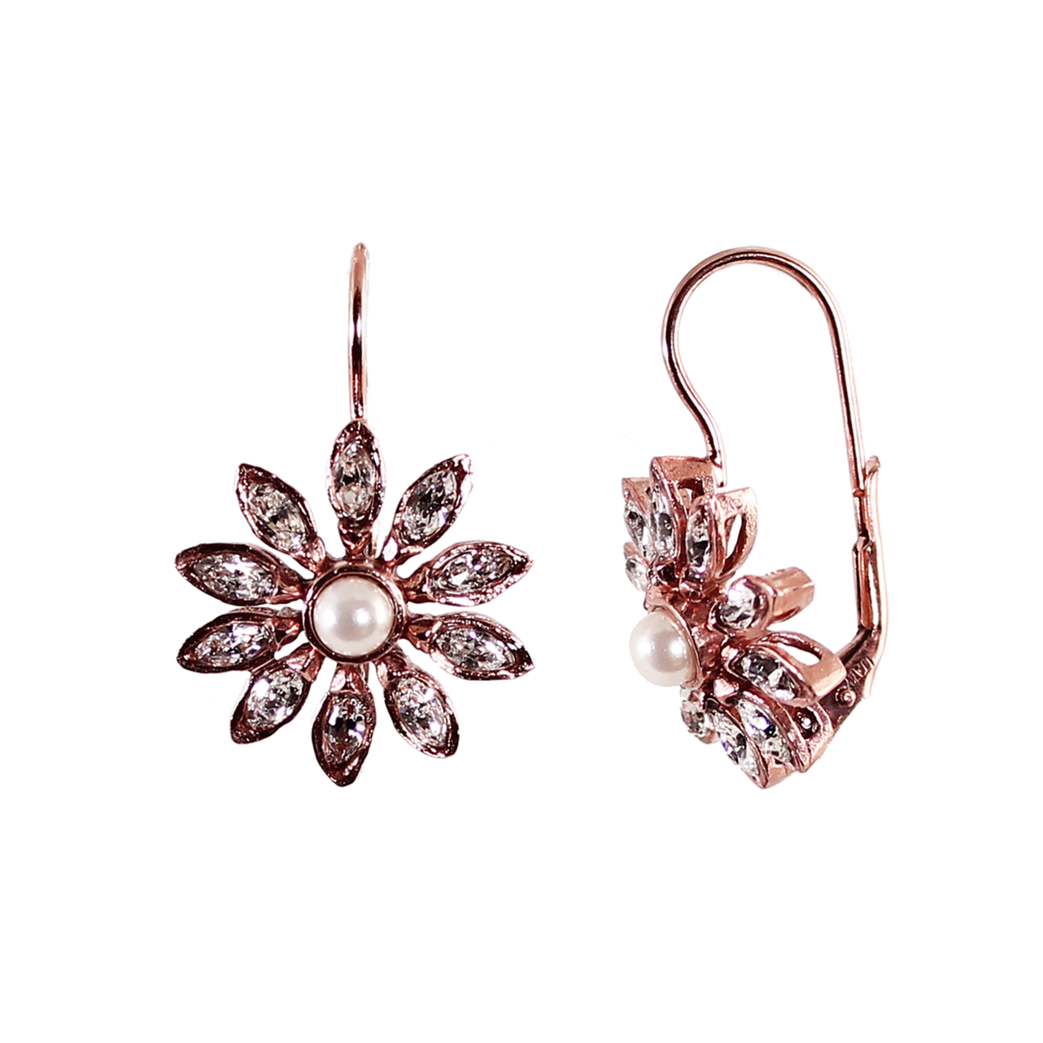 Pearl Crystal Daisy Earrings
