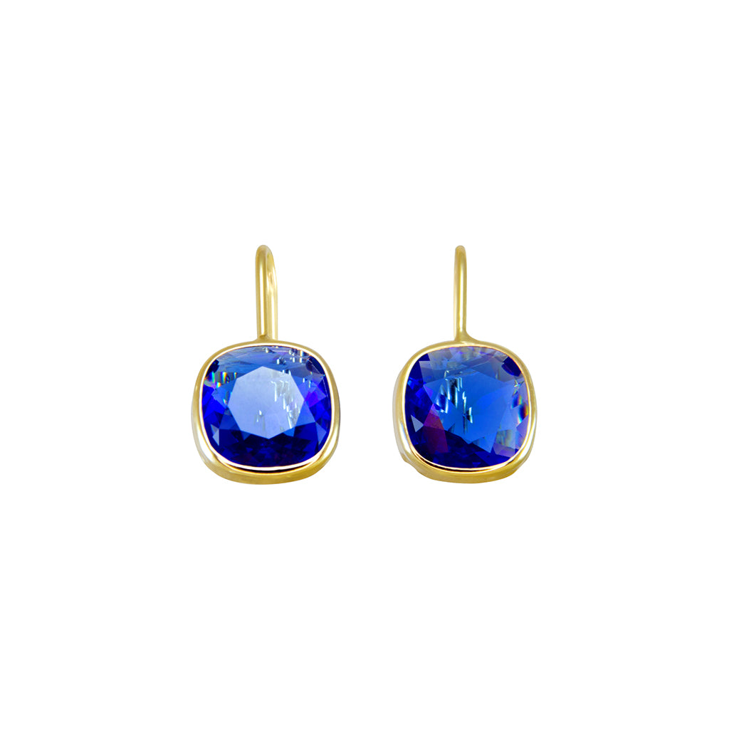 Blue Square Crystal Earrings