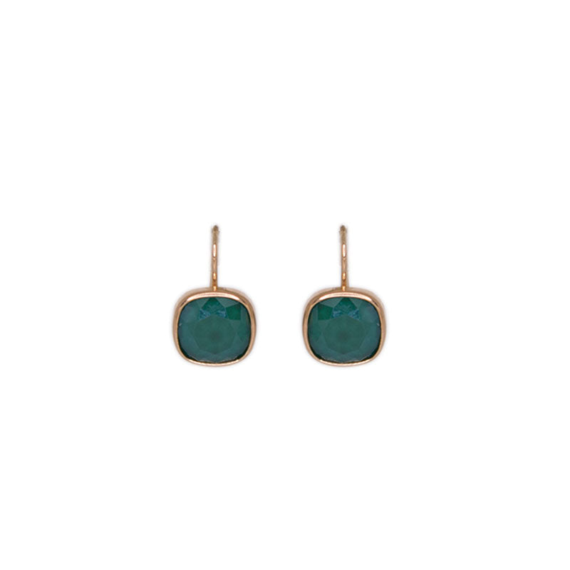 Green Square Crystal Earrings