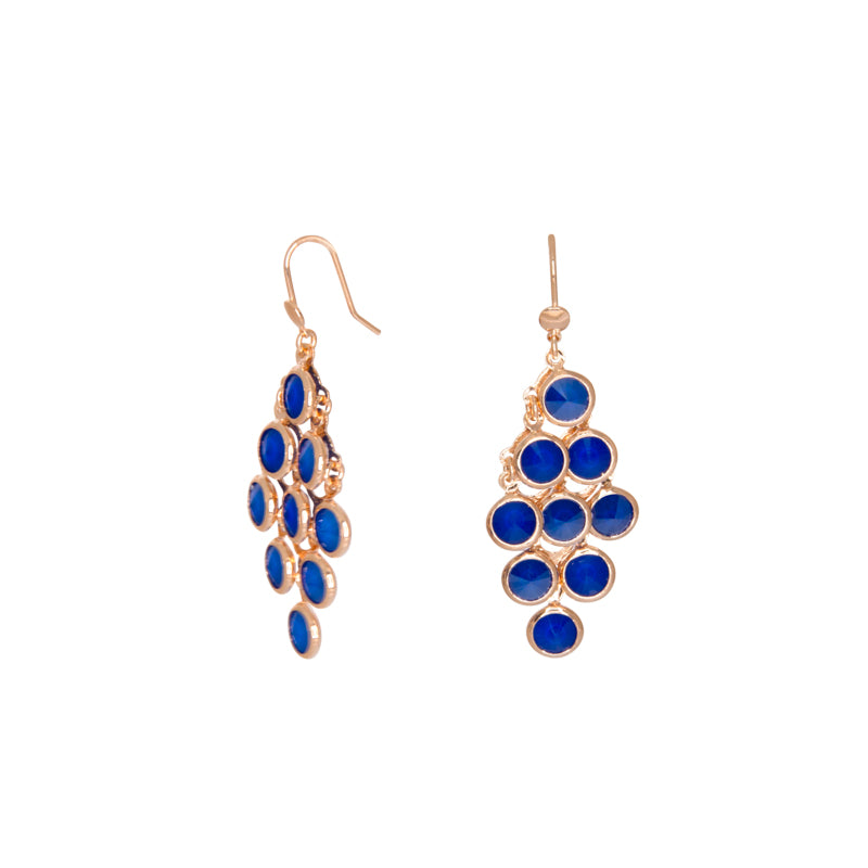 Blue Crystal 9 Drop Earrings