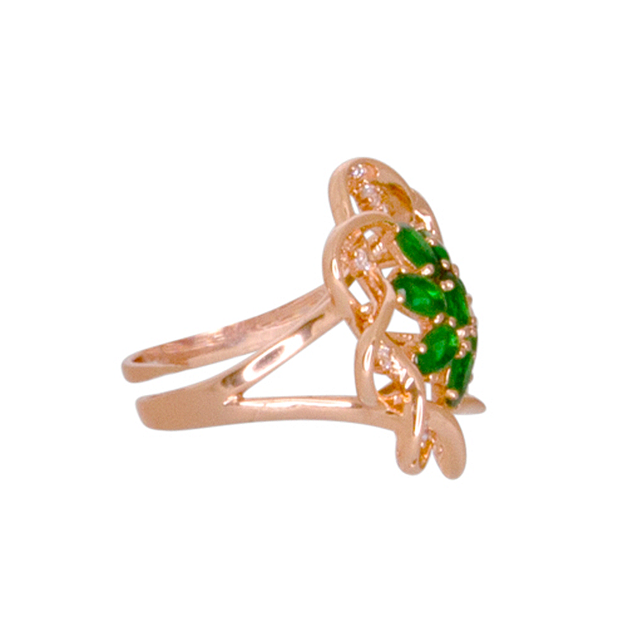 Crystal & Rose Gold Filigree Ring