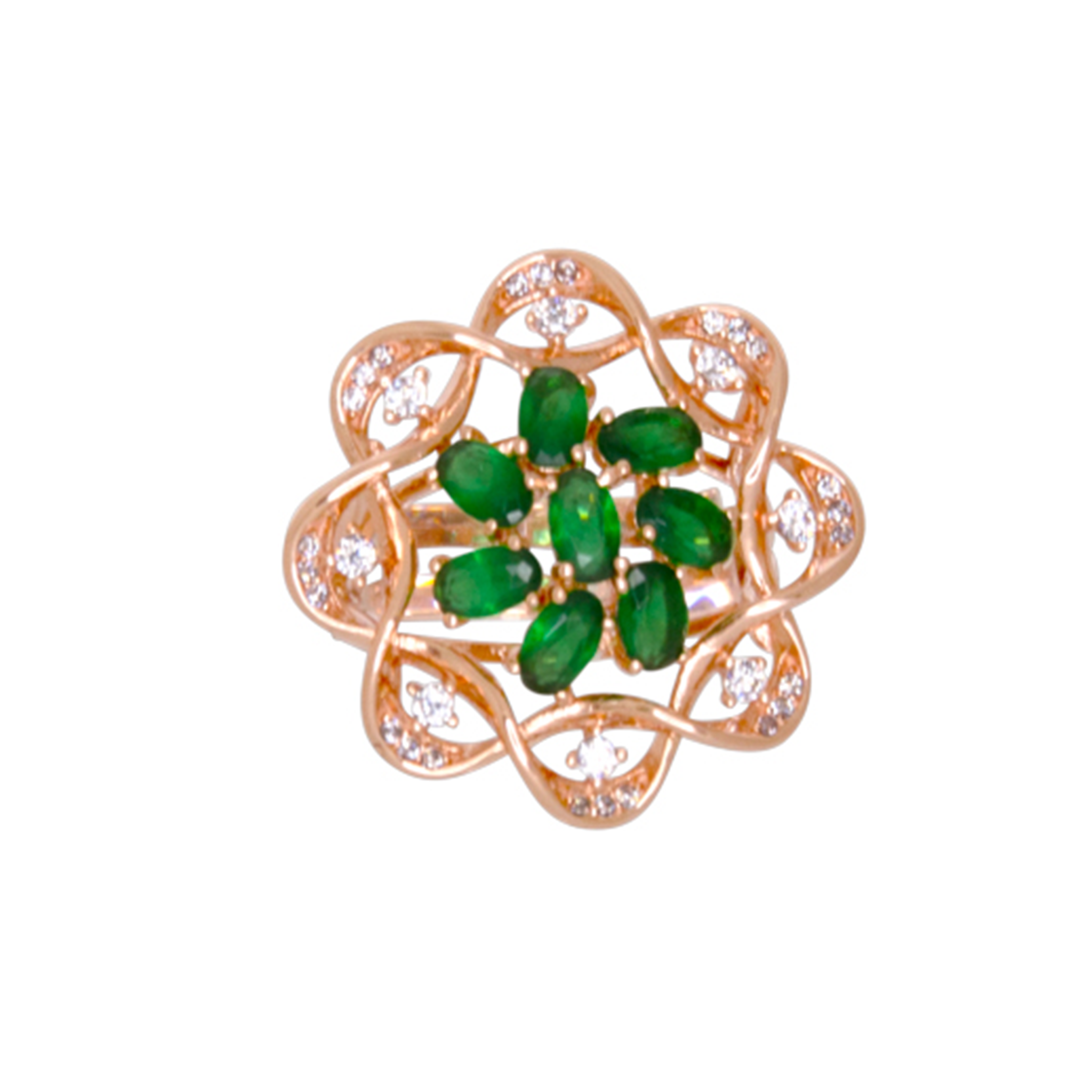 Crystal & Rose Gold Filigree Ring