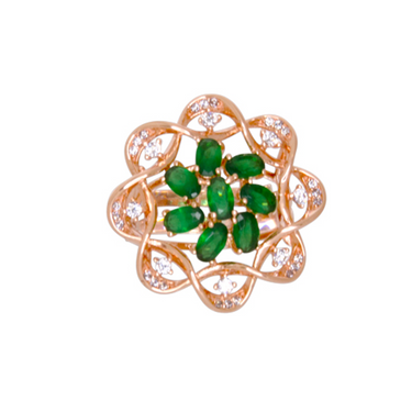 Blue Crystal & Rose Gold Filigree Ring - $273 RRP