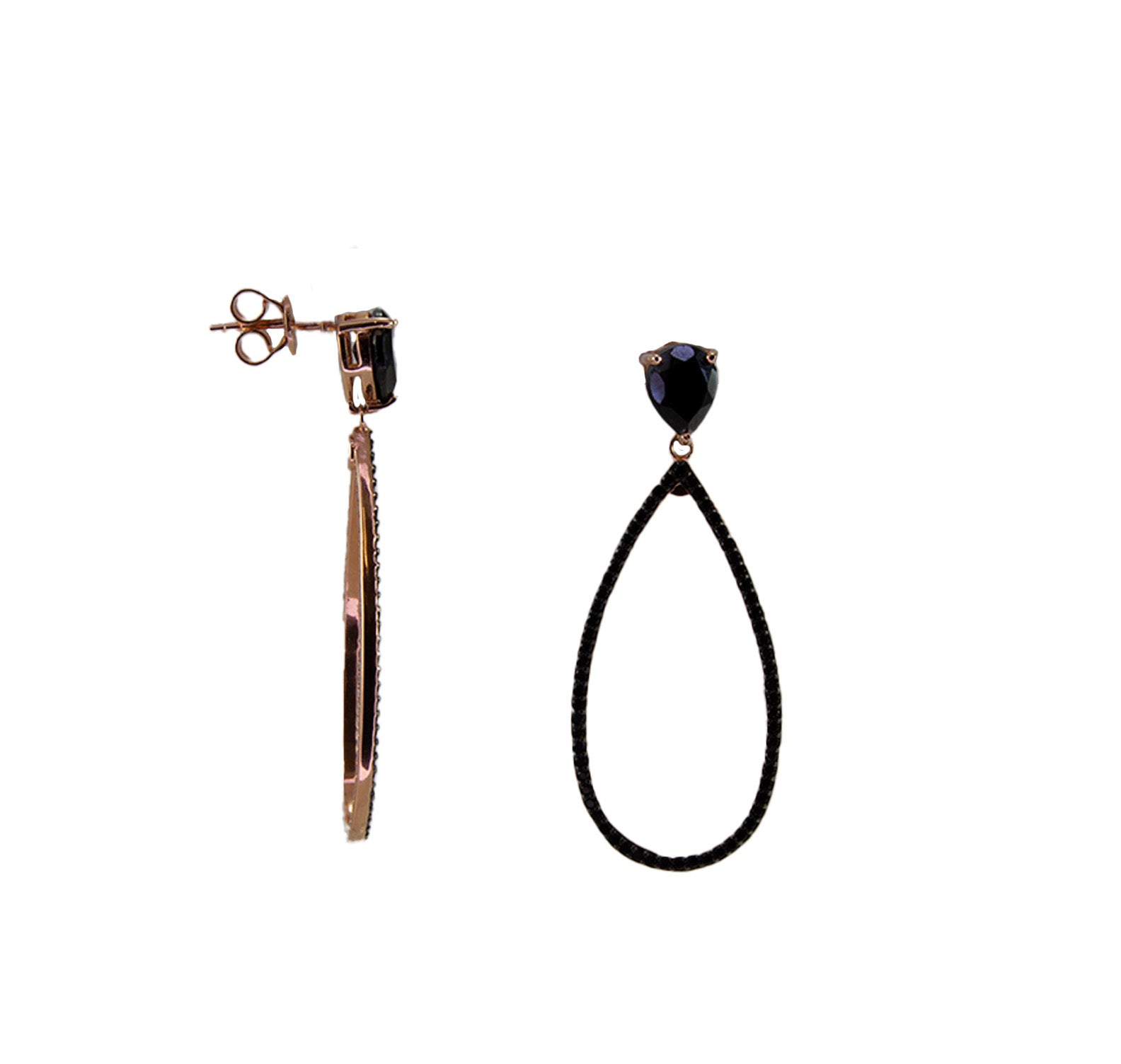 Black Spinel Loop Earrings