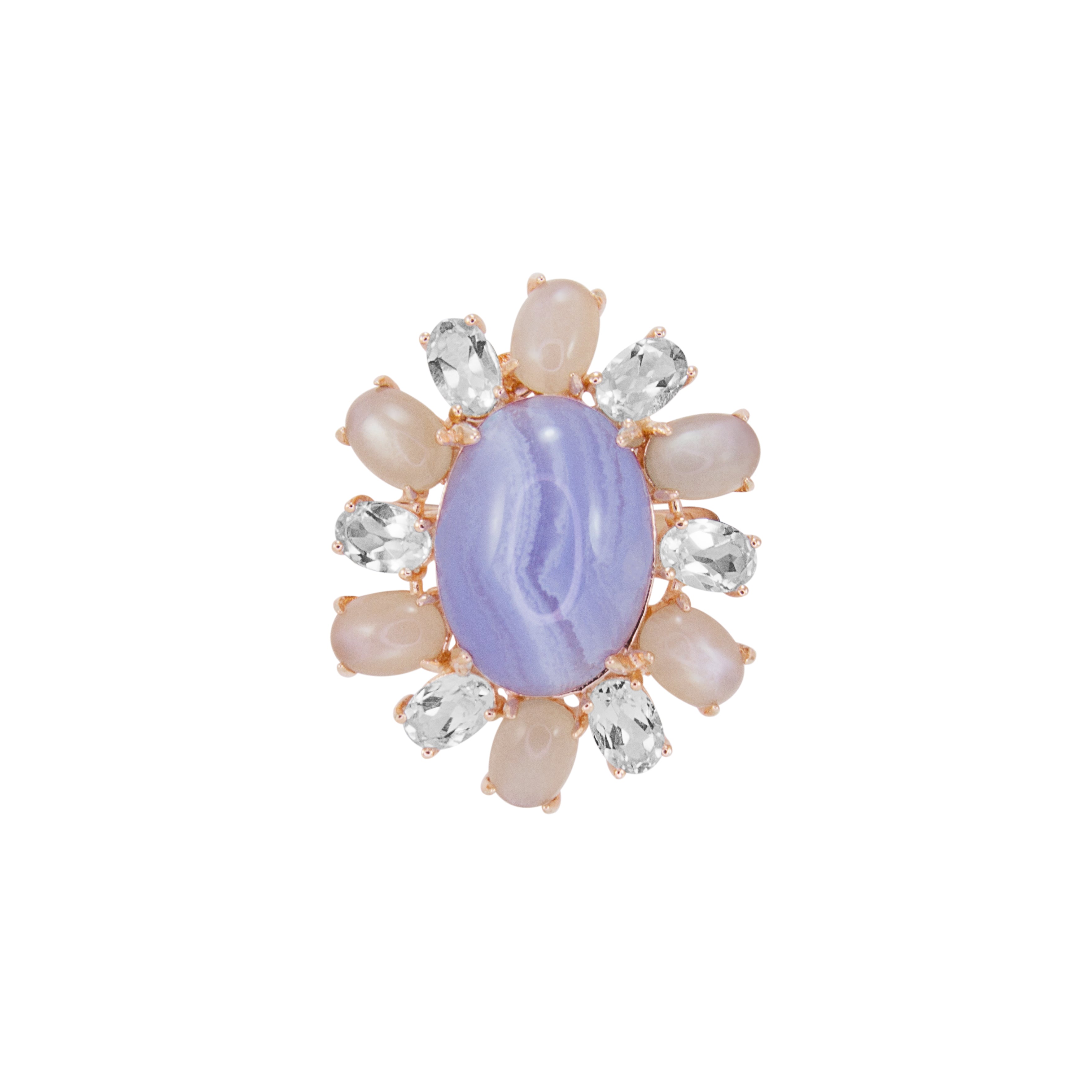 Lace Agate, Topaz & Moonstone Ring