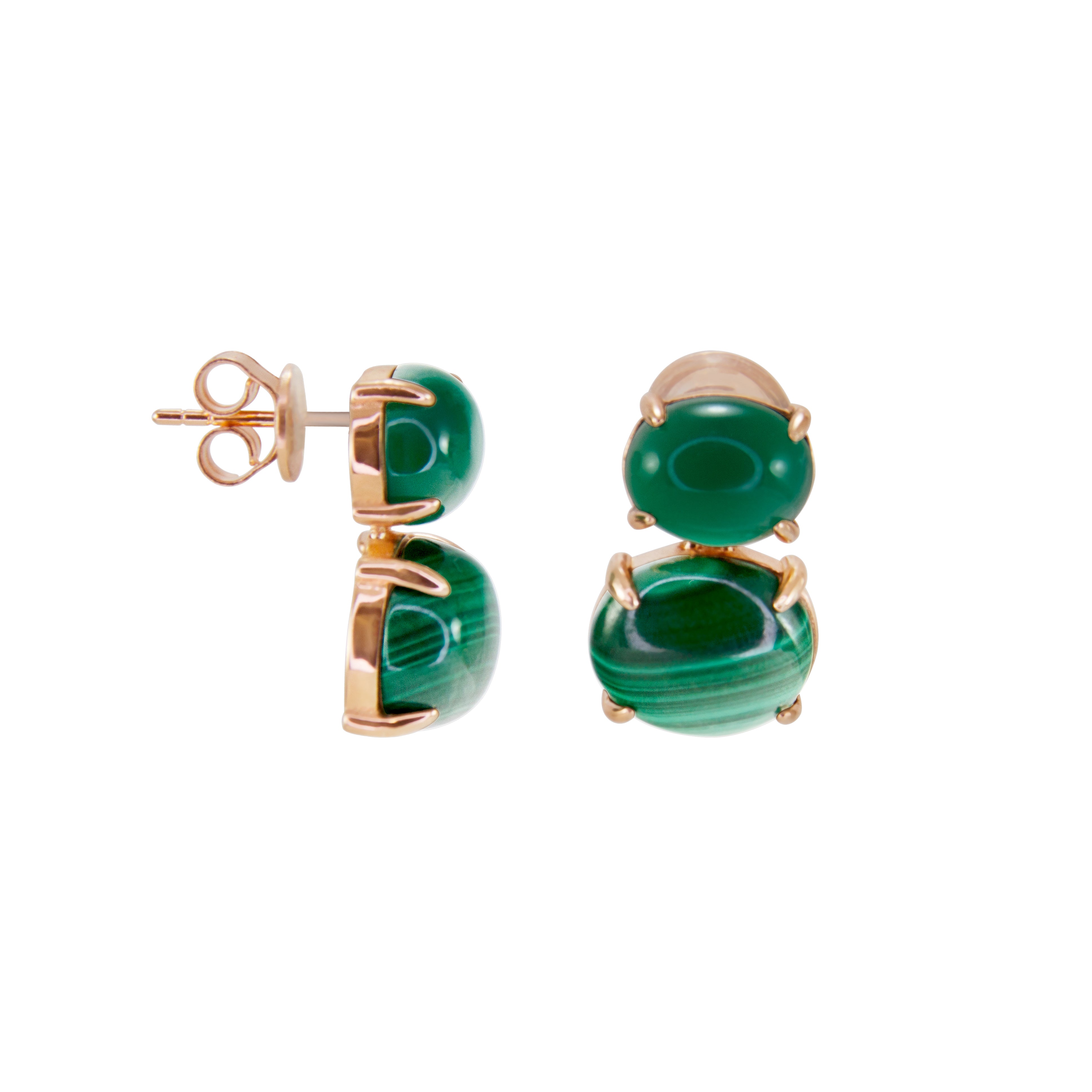 Green Onyx & Malachite Earrings