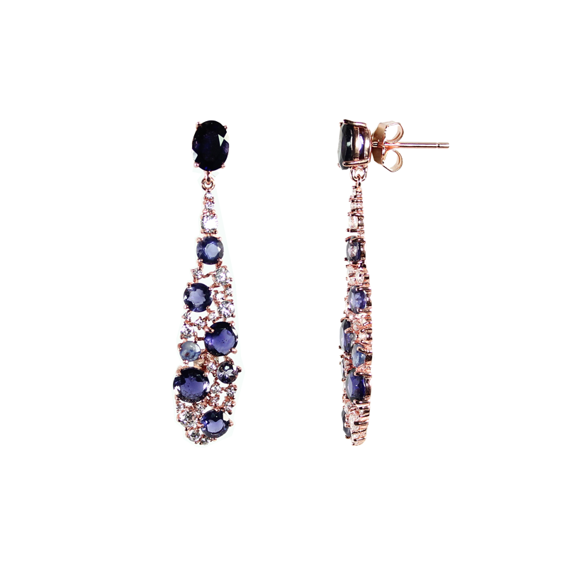 Iolite & Crystal Drop Earrings