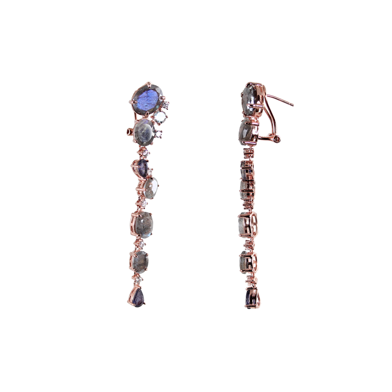 Labradorite & Sapphire Drop Earrings - $692 RRP