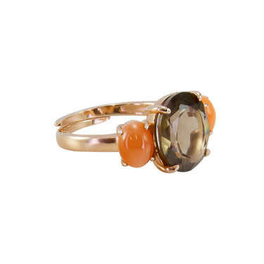 Smoky Quartz & Carnelian Ring