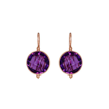 Purple Crystal Disk Earrings