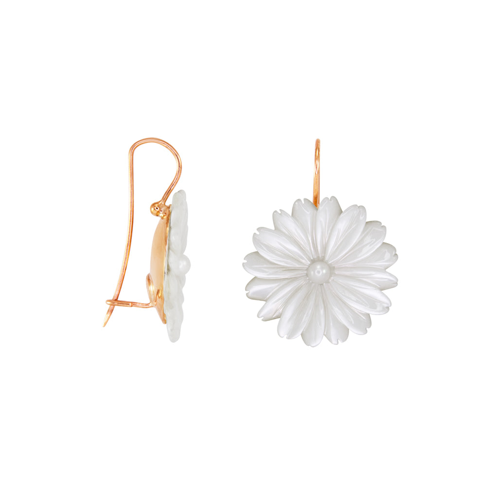 White Mother-of-Pearl Flower Earrings