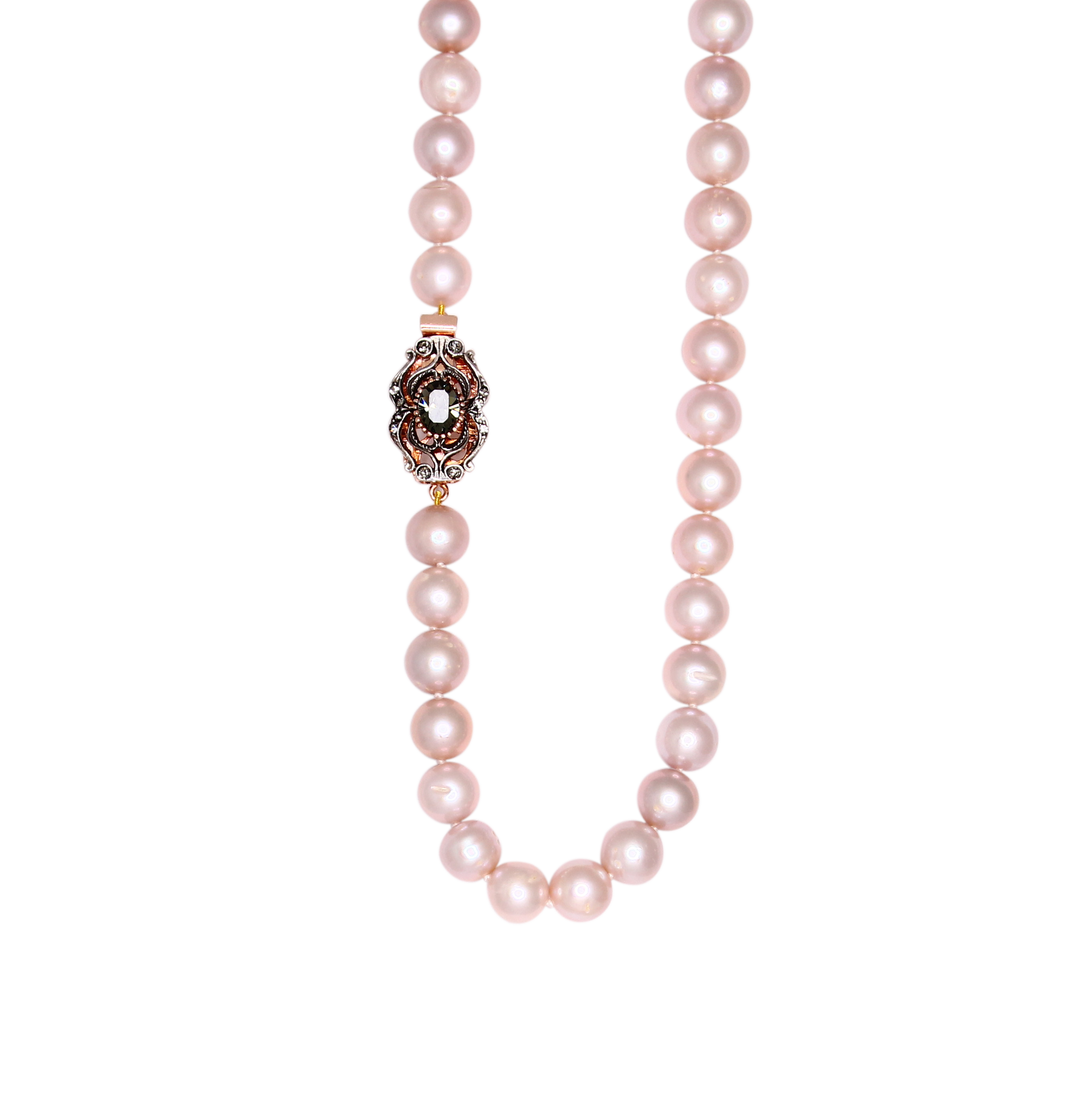10-11mm Cultured Pink Pearl Knotted 24”