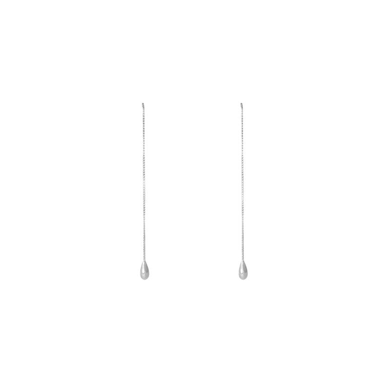 Silver Teardrop Thread Earrings