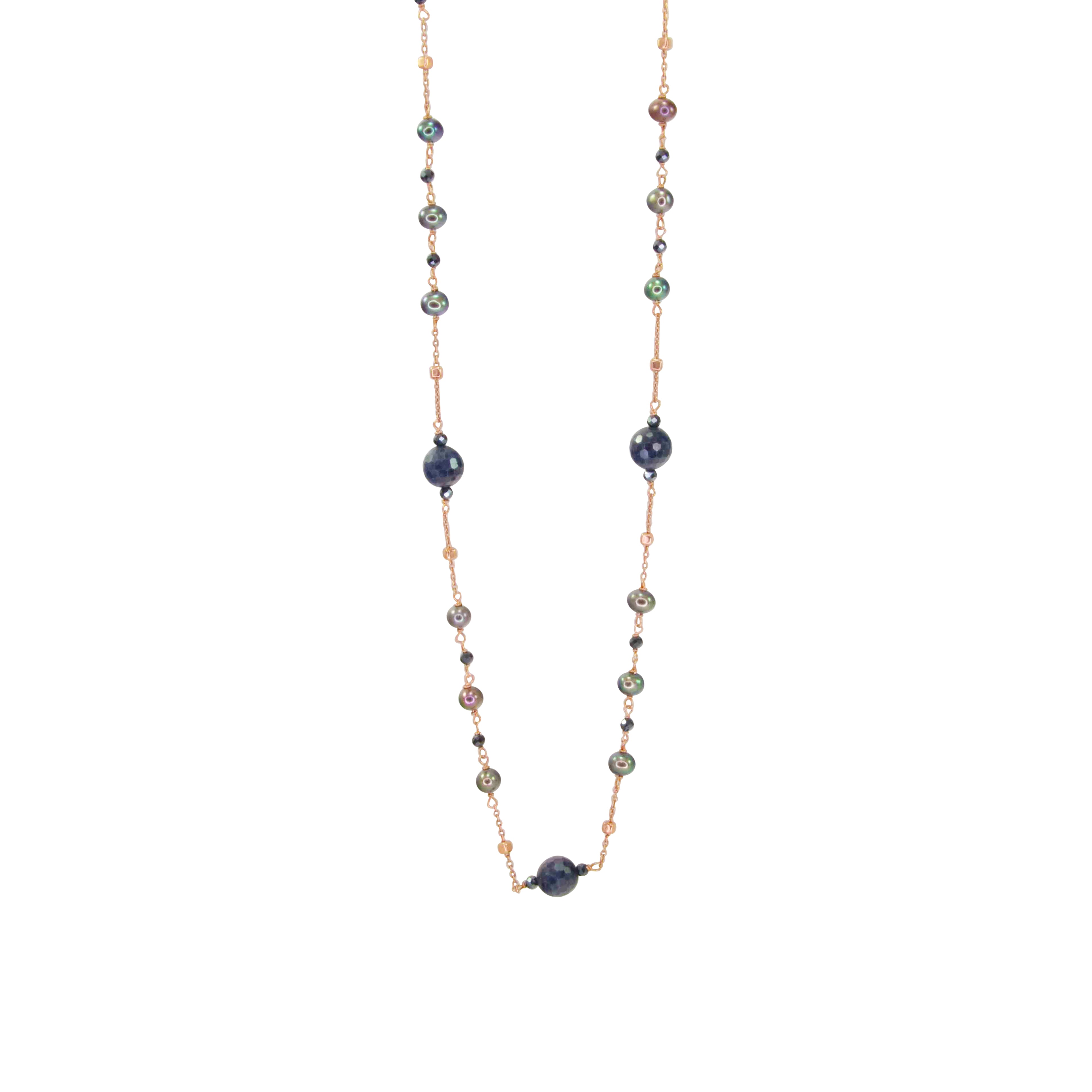 Sapphire, Spinel & Peacock Pearl Necklace