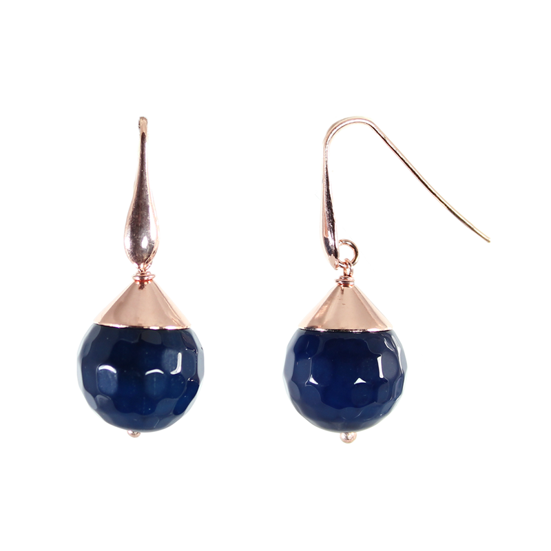 Dark Blue Agate Drop Earrings