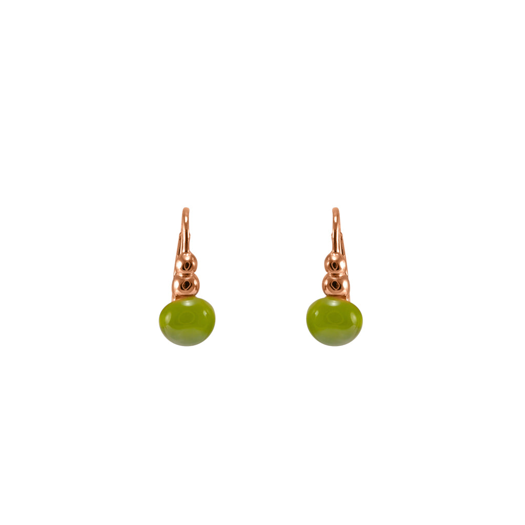 Round Olive Green Drop Earrings
