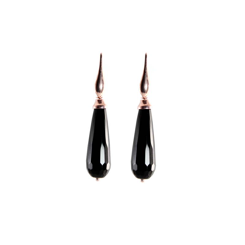 Black Agate Teardrop Earrings