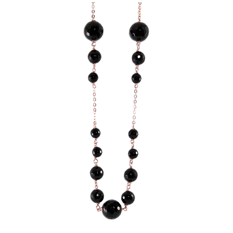 Black Agate Necklace - 80cm