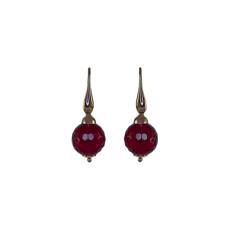 Red Agate Single Drop Earrings 16mm