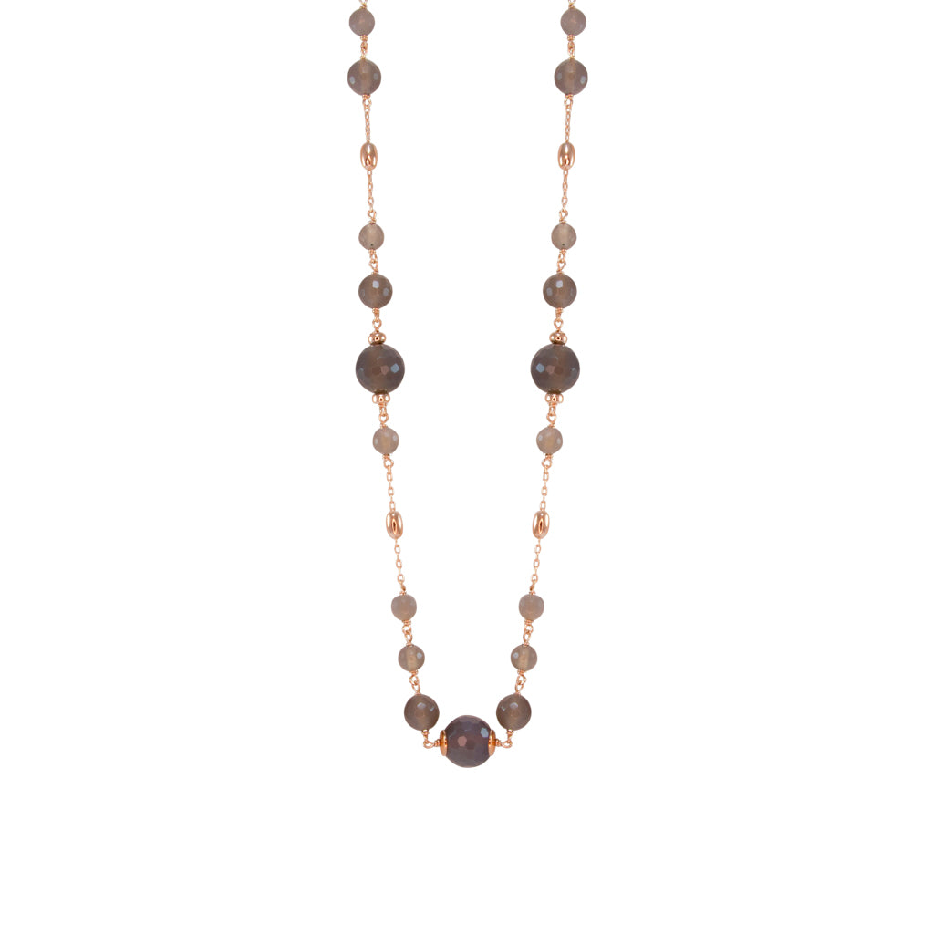 Grey Agate & Rose Gold Necklace