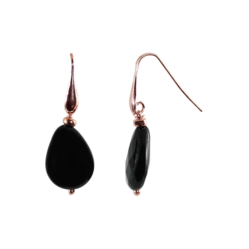 Black Agate Teardrop Earrings