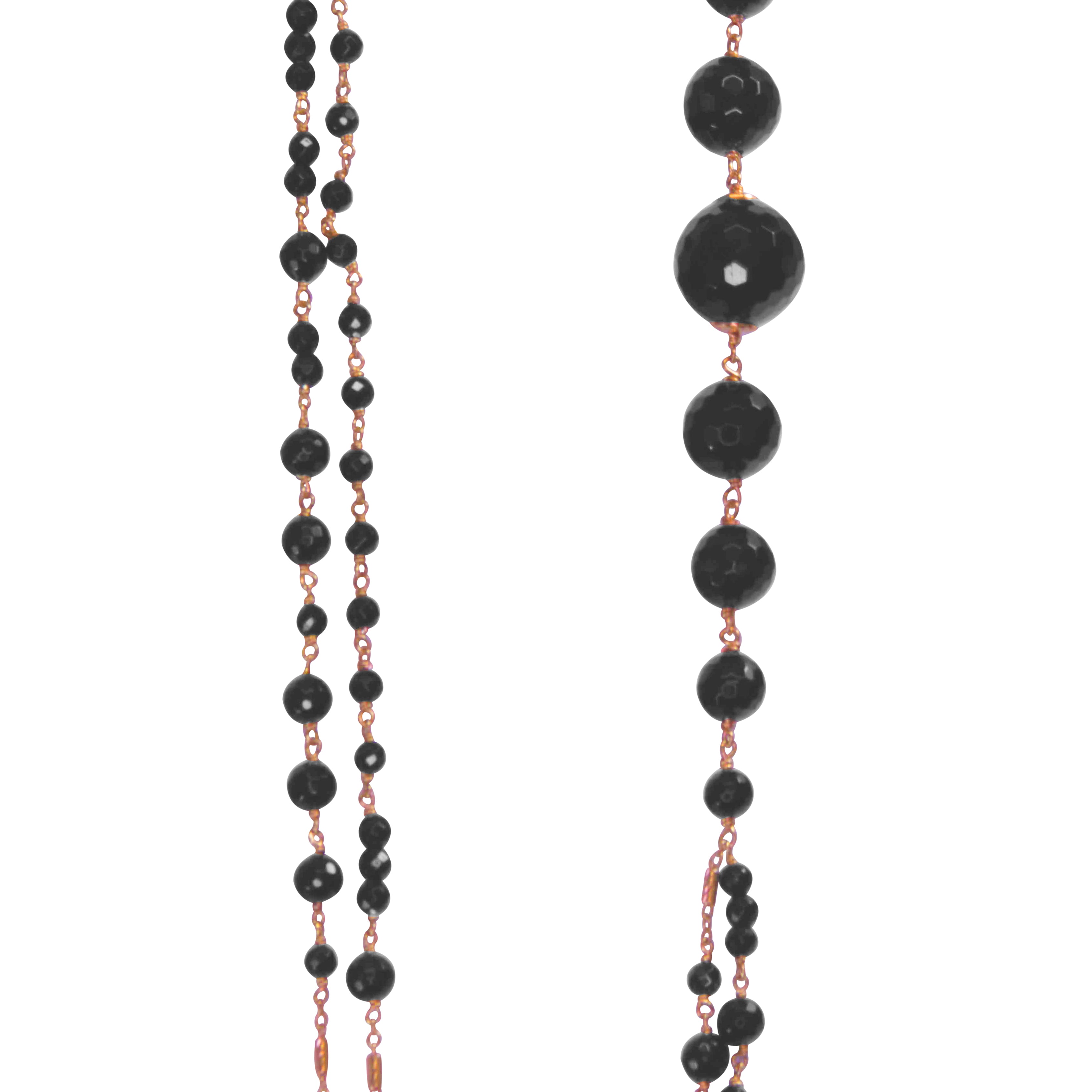 Black Agate Graduated Double Strand Necklace