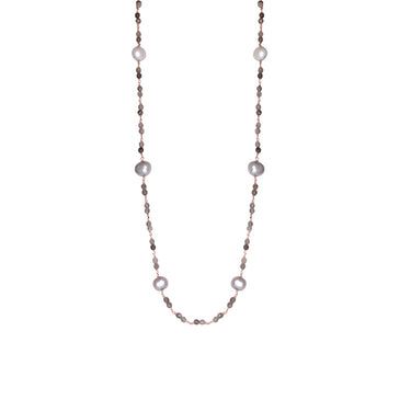 White Pearl and Crystal Necklace - 120cm