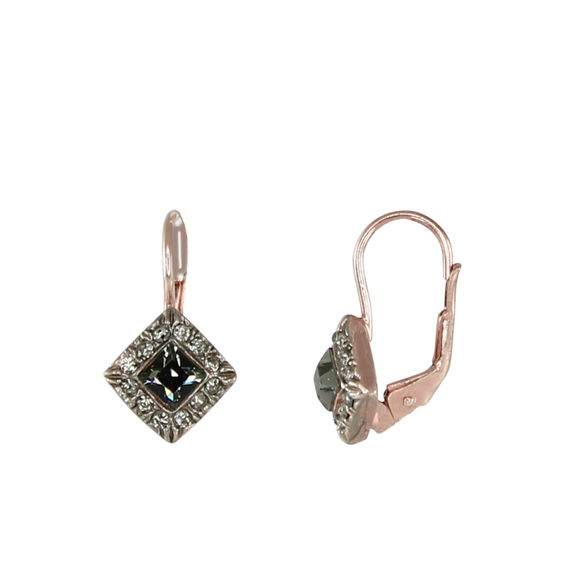 Crystal Small Square Drop Earrings