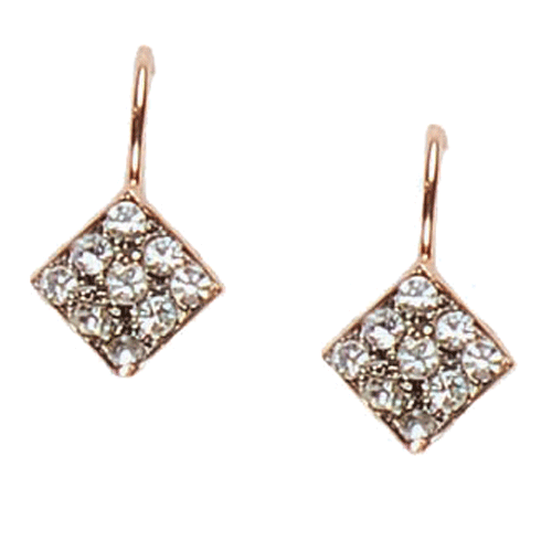 Small Bright Crystal Square Drop Earrings