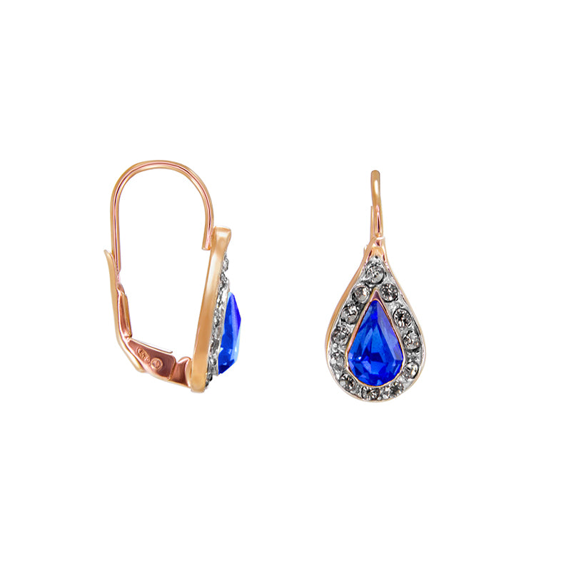 Blue & Crystal Teardrop Earrings