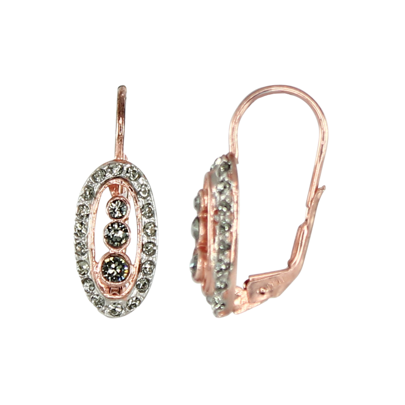 Crystal Three Stone Oval Drop Earrings