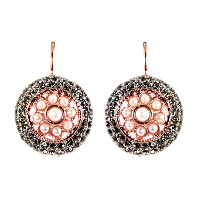 Pearl & Crystal Round Drop Earring
