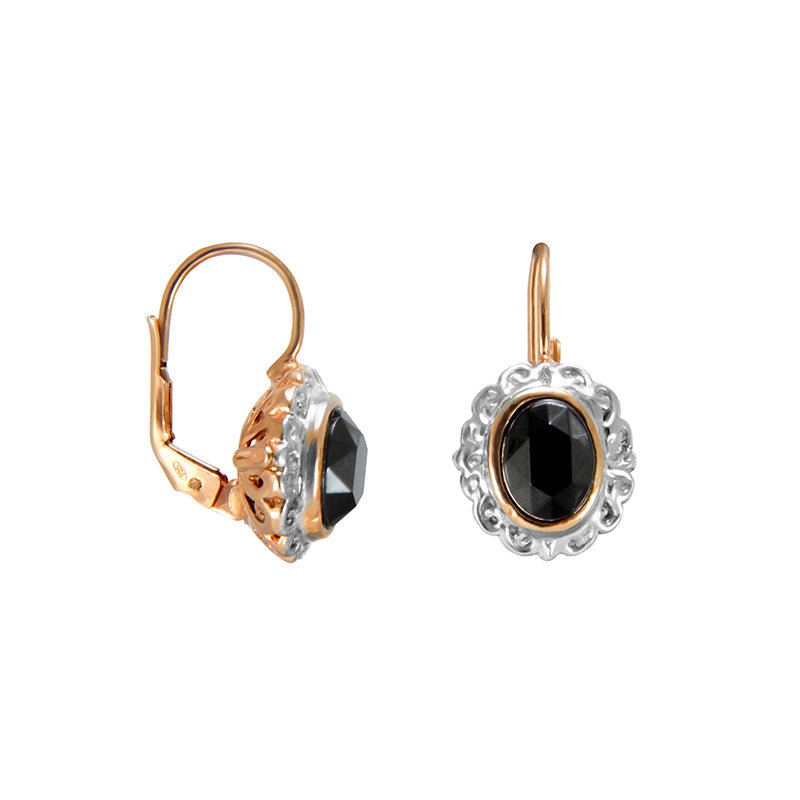 Black Agate Oval Earrings