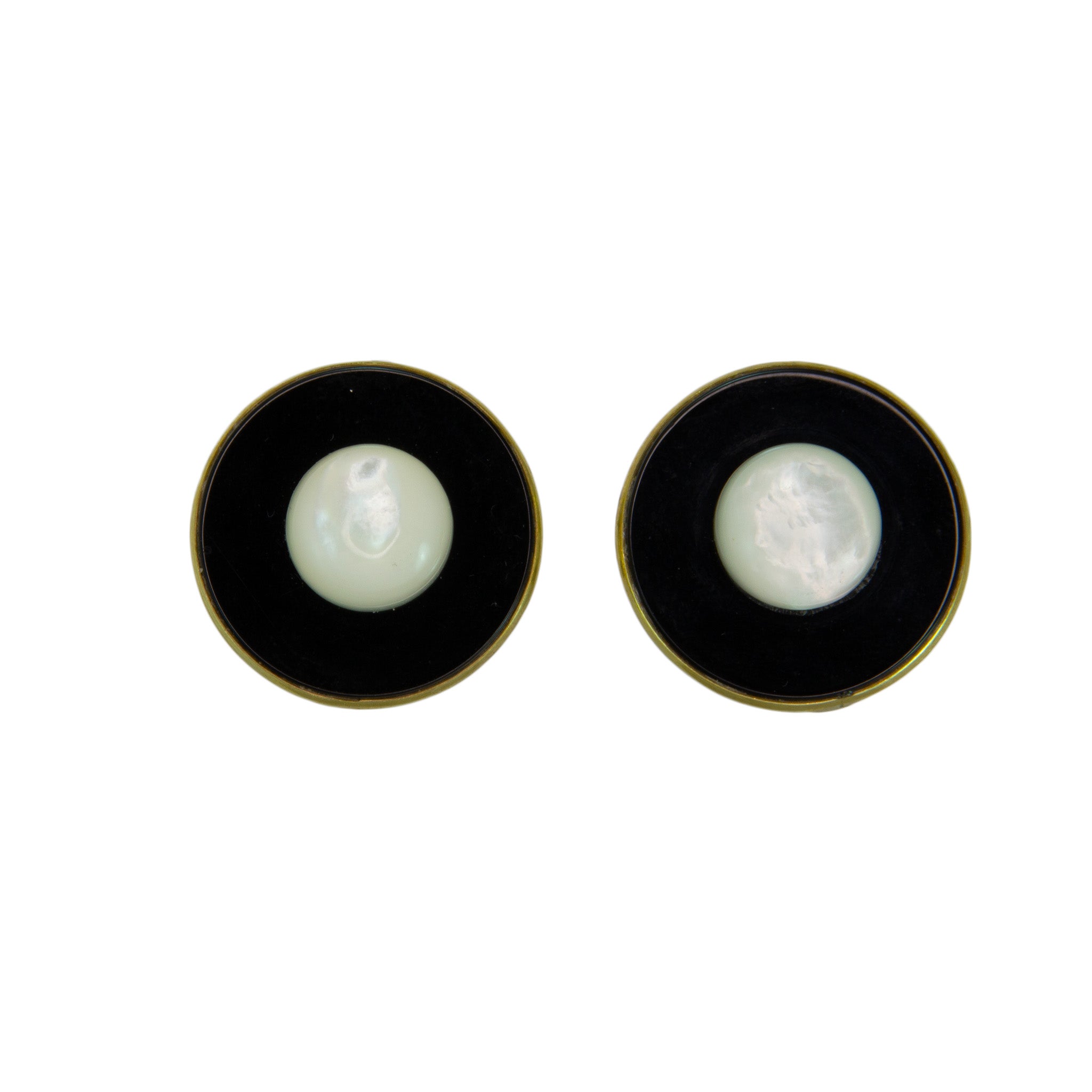 Onyx Circle & Mother-Of-Pearl Earrings