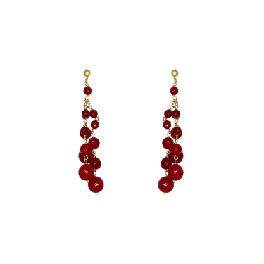 Red Agate 3 Strand Drop Earrings - $280 RRP