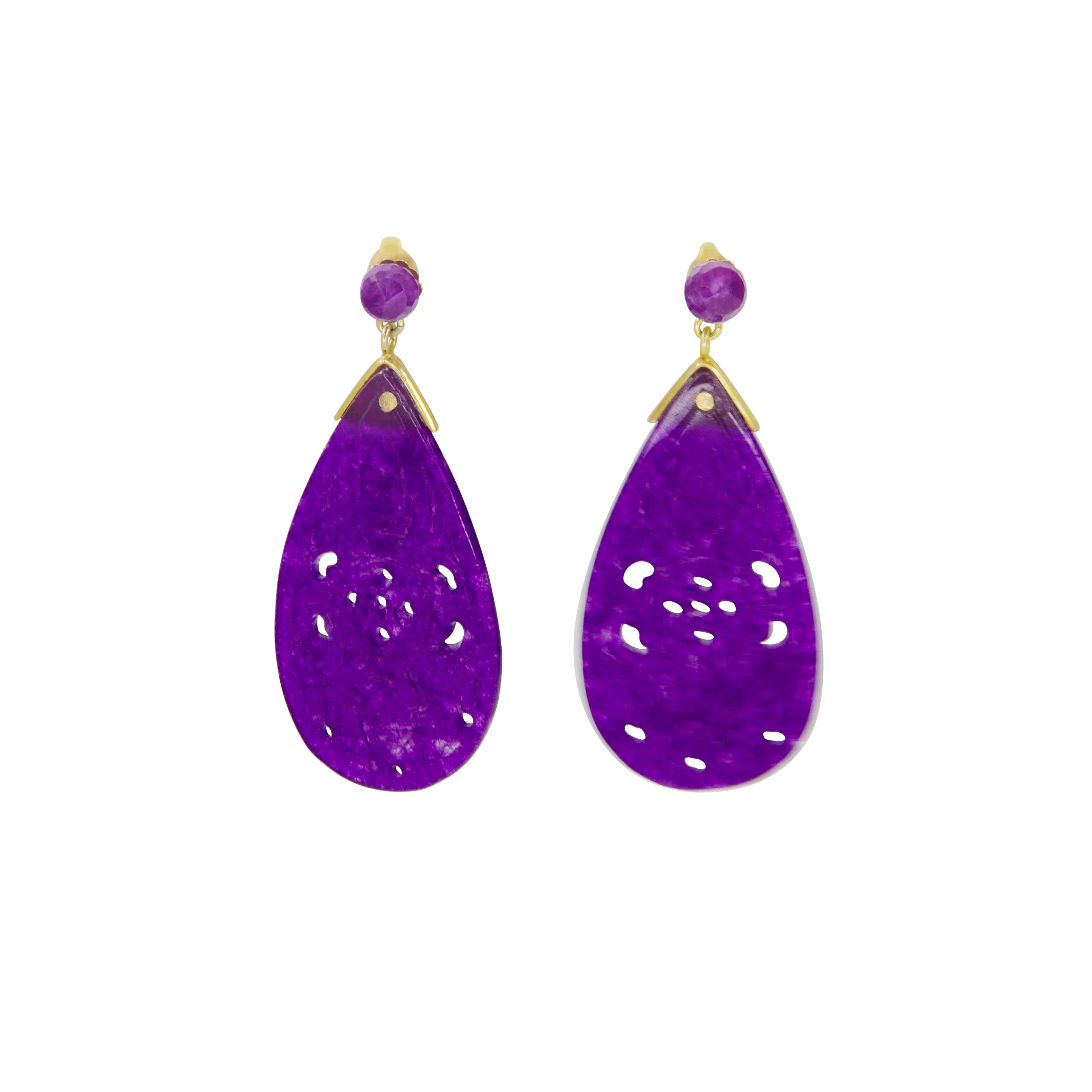 Purple Teardrop Earrings on Stud - $249 RRP
